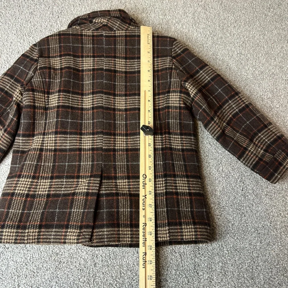 Janie And Jack Pea Coat Kids 4-5 Brown Plaid Wool Faux Fur Lined Winter‎ preppy - Picture 10 of 13